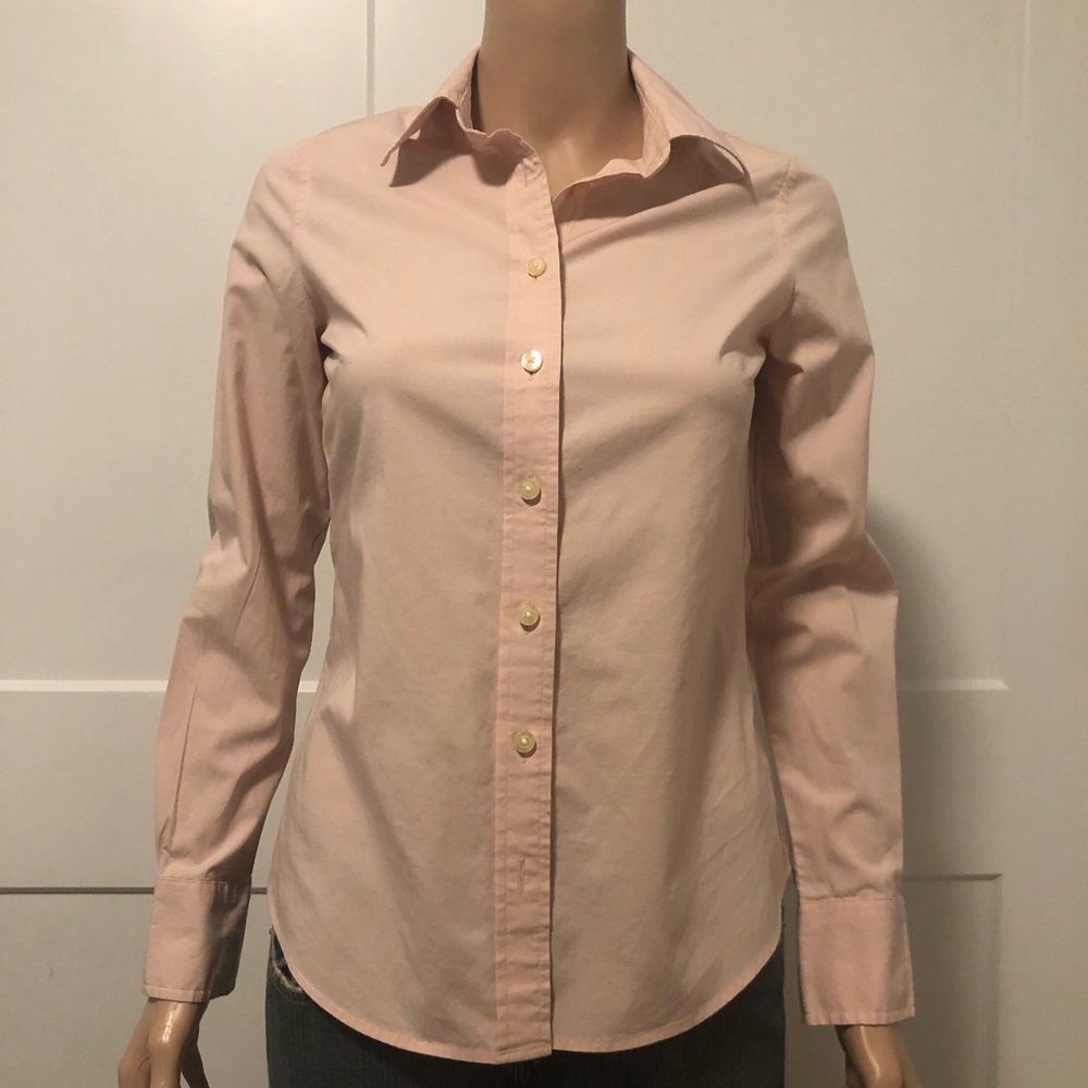 Old Navy Pink Button Up Long Sleeves Cotton Stretch Top Shirt XS
